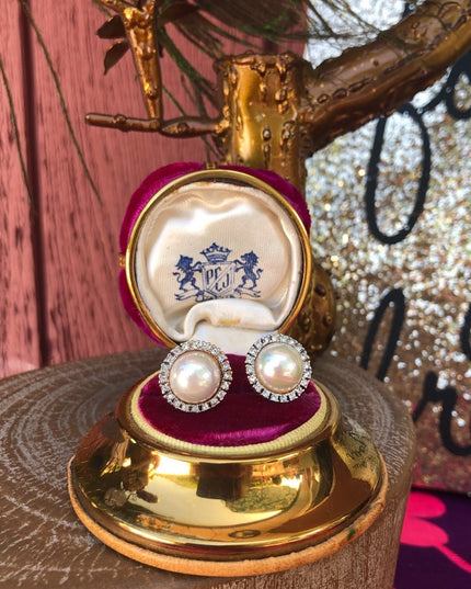 NINA RICCI  pearl earrings with swarovski gold plate