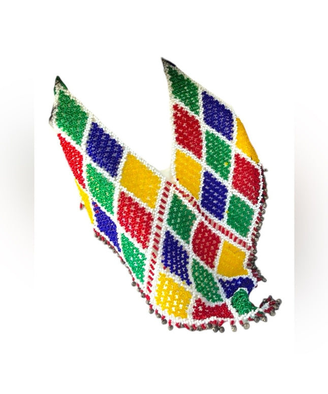 Vintage southwestern handmade colorful  Seed bead Bib cleopatra necklace