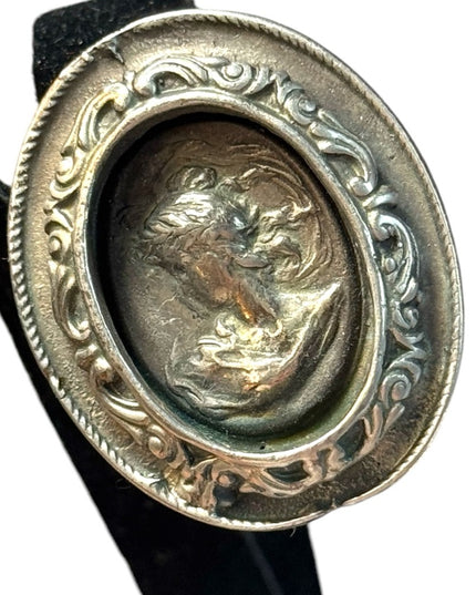Vintage silver finish Cameo Gibson girl clip on earrings