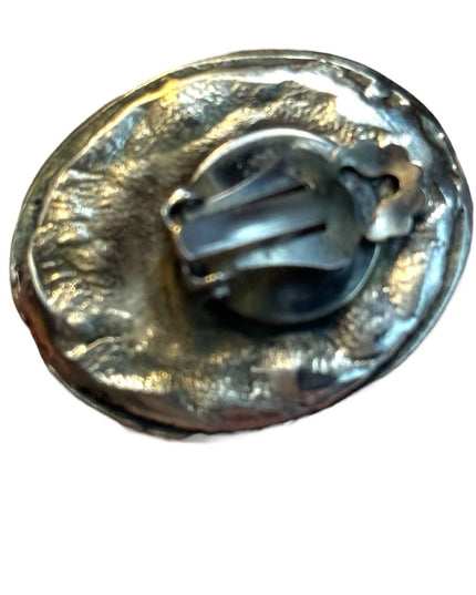 Vintage silver finish Cameo Gibson girl clip on earrings