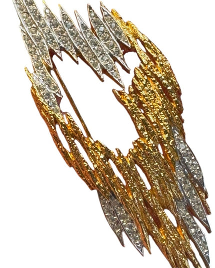 Vintage D’Orlan gold silver rhinestoe Modernist brooch RARE