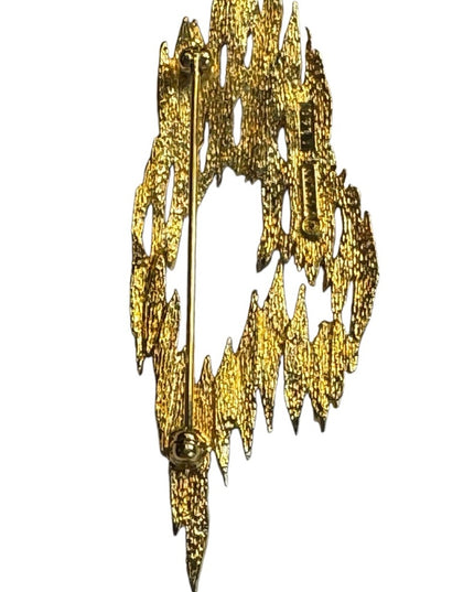 Vintage D’Orlan gold silver rhinestoe Modernist brooch RARE