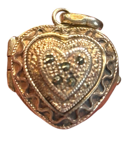 Sterling Silver Marcasite Oval Locket Charm Pendant Memory Photo Pill