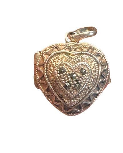 Sterling Silver Marcasite Oval Locket Charm Pendant Memory Photo Pill