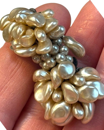 Antique faux pearl Made in France fancy brooch