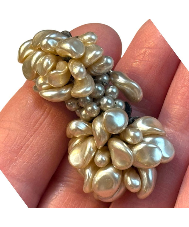 Antique faux pearl Made in France fancy brooch