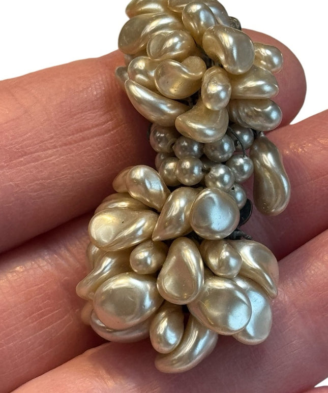 Antique faux pearl Made in France fancy brooch