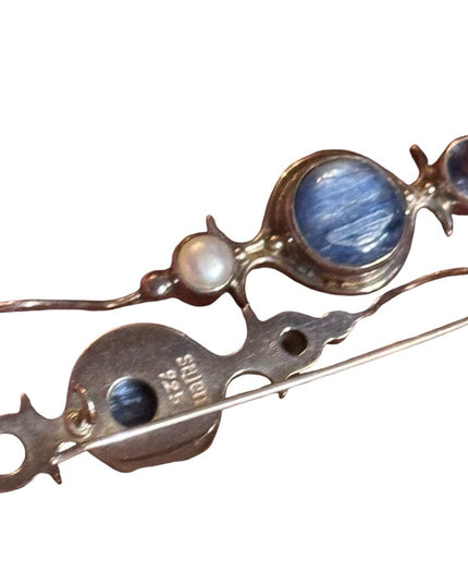 Elegant Blue Stone & pearl Drop Earrings Sajen 925
Sterling Silver