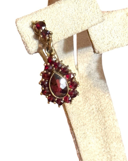 Antique sterling silver 925 gold plated Elegant Red garnet stone drop Earrings
