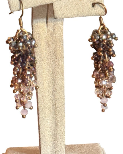 Ali Khan gold finish Elegant Cluster Drop Earrings - Multicolor