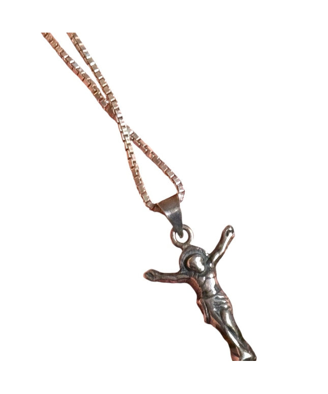Silver vintage  sterling 925 Crucifix Pendant Necklace