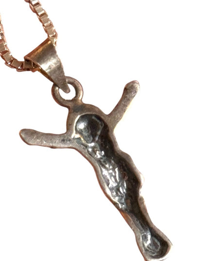 Silver vintage  sterling 925 Crucifix Pendant Necklace
