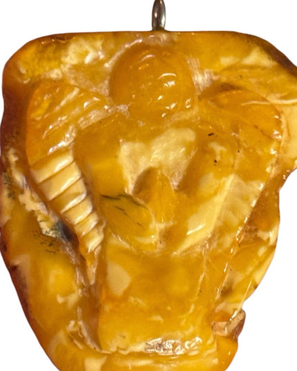 Unique Amber Angel Pendant Carved Butterscotch Eggyolk AmberPendant Charm