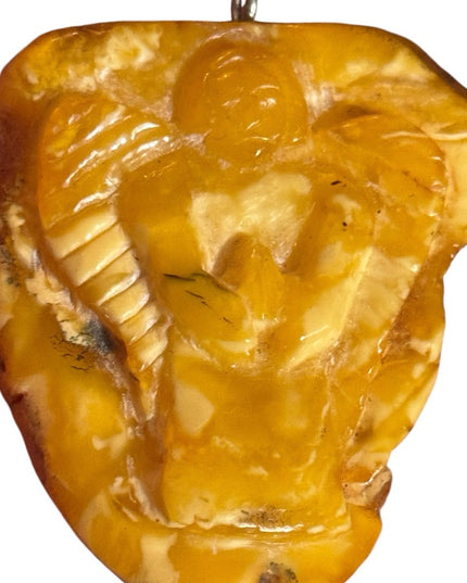 Unique Amber Angel Pendant Carved Butterscotch Eggyolk AmberPendant Charm