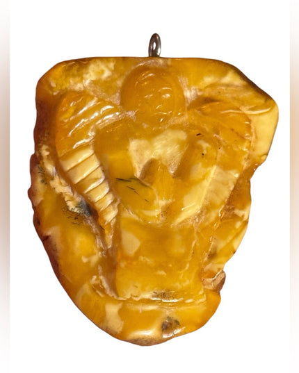 Unique Amber Angel Pendant Carved Butterscotch Eggyolk AmberPendant Charm