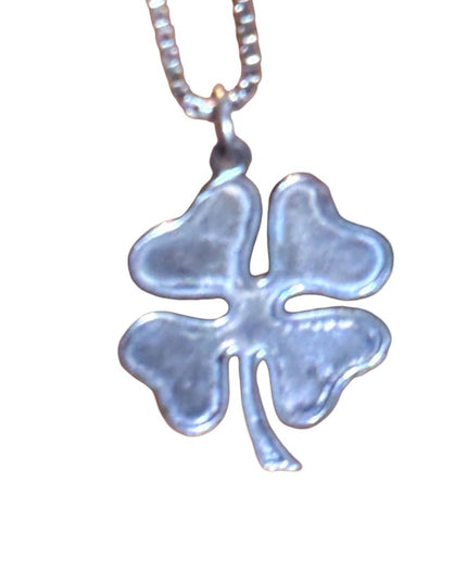 Sterling Silver Antique  925  Four-Leaf Clover Pendant Necklace