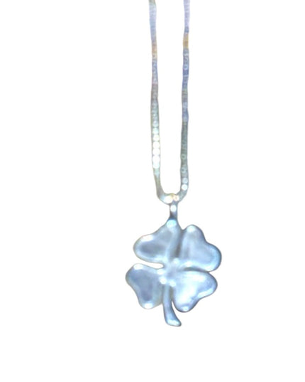 Sterling Silver Antique  925  Four-Leaf Clover Pendant Necklace