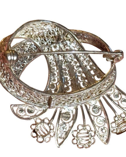 Sterling Silver 925 Germany vintage modernist style art deco Brooch filagree