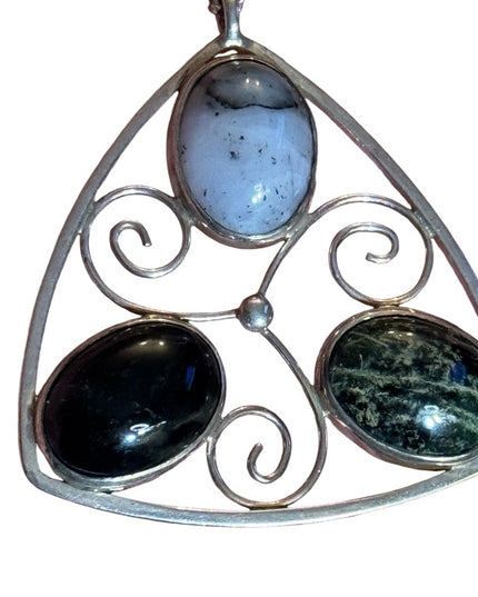 Vintage 1970s sterling silver agate pendant Scottish Edinburgh 1976 HJ Euro