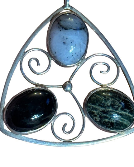 Vintage 1970s sterling silver agate pendant Scottish Edinburgh 1976 HJ Euro