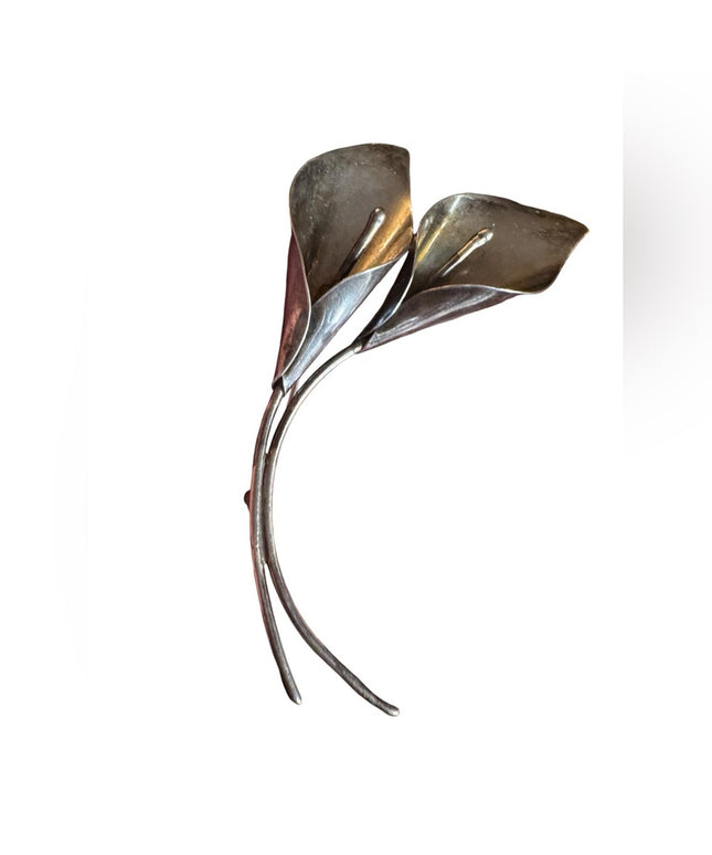 Vintage NE FROM sterling Silver 925 large Calla Lily Brooch Denmark Niels Erik