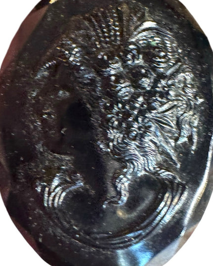 Antique Black Jet Mourning Cameo Brooch