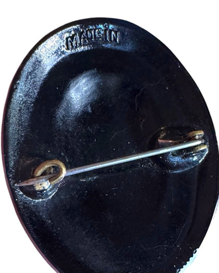 Antique Black Jet Mourning Cameo Brooch