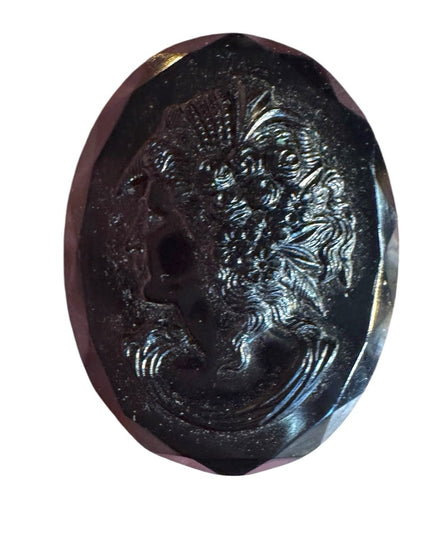 Antique Black Jet Mourning Cameo Brooch