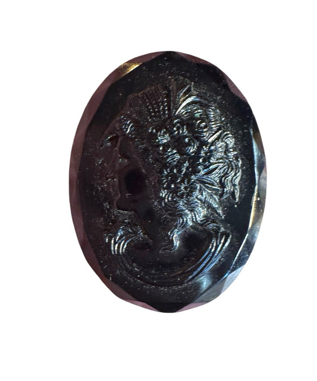 Antique Black Jet Mourning Cameo Brooch