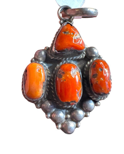 Vintage Tibetan Natural Jasper Sterling Silver Pendant