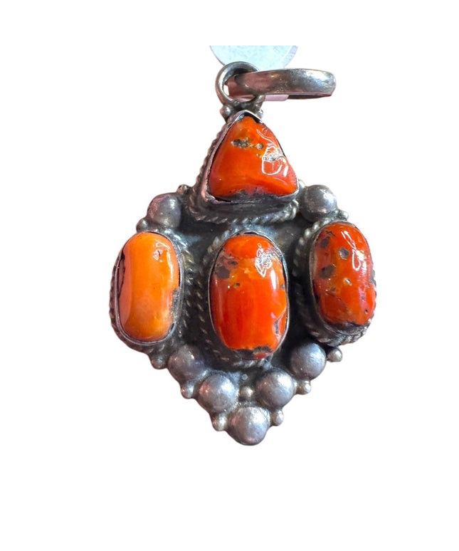 Vintage Tibetan Natural Jasper Sterling Silver Pendant