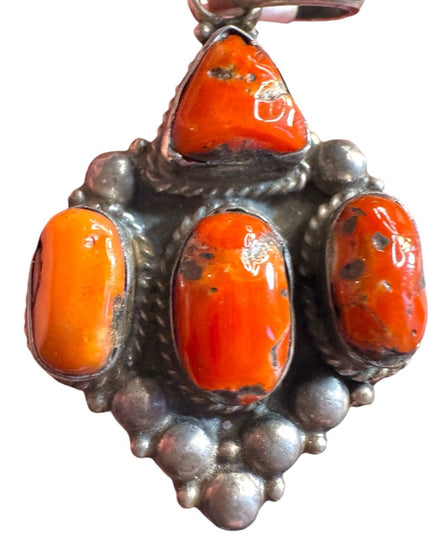 Vintage Tibetan Natural Jasper Sterling Silver Pendant