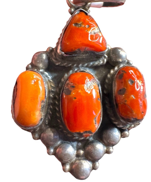 Vintage Tibetan Natural Jasper Sterling Silver Pendant
