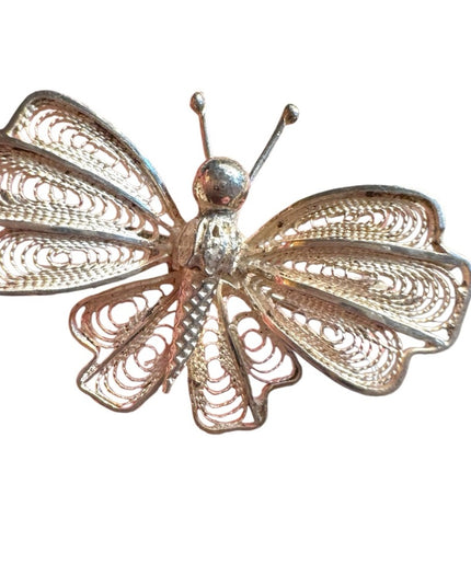 Vintage 800 silver filigree vintage butterfly brooch filigree jewelry