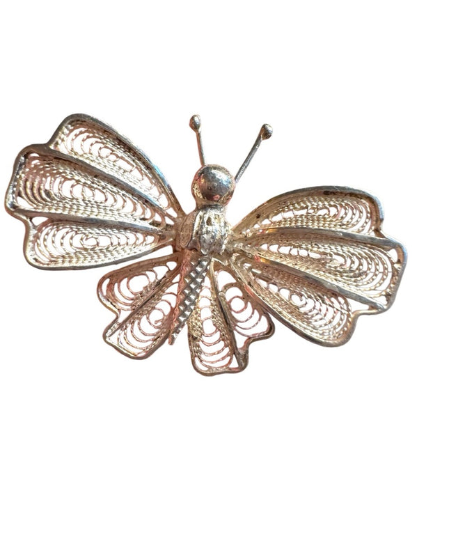 Vintage 800 silver filigree vintage butterfly brooch filigree jewelry