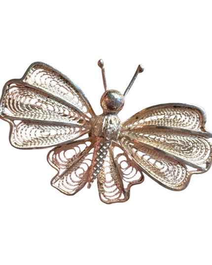 Vintage 800 silver filigree vintage butterfly brooch filigree jewelry
