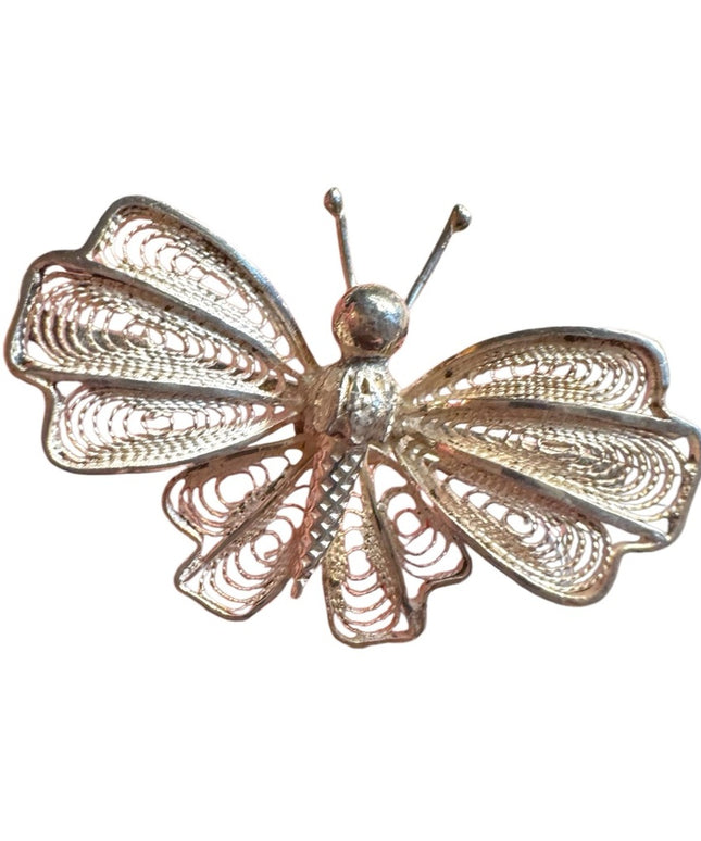 Vintage 800 silver filigree vintage butterfly brooch filigree jewelry