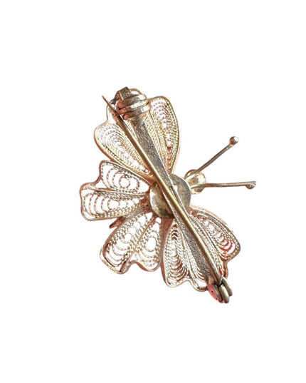 Vintage 800 silver filigree vintage butterfly brooch filigree jewelry