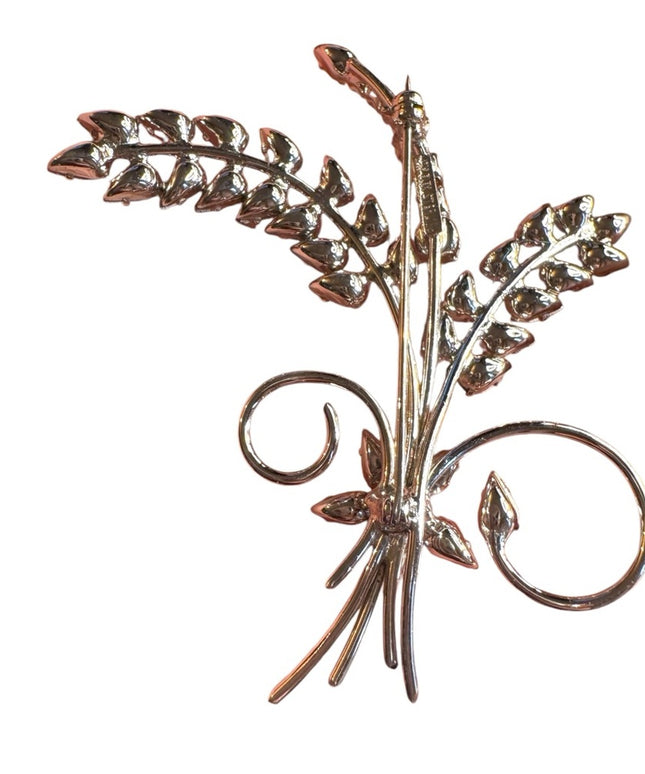 Vintage Jay Flex Sterling silver 925 large leaf flower bouquet rhinestone Brooch