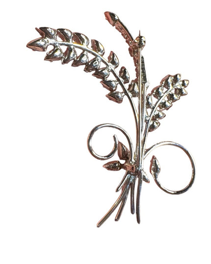 Vintage Jay Flex Sterling silver 925 large leaf flower bouquet rhinestone Brooch