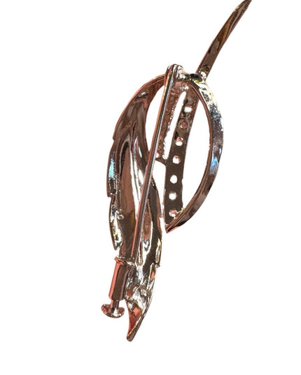 Elegant Sterling Silver 925 Leaf Brooch with Crystal rhinestones