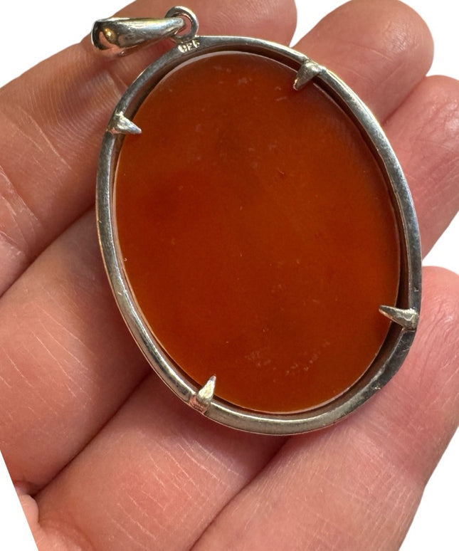Vintage sterling silver 925 Cameo Pendant Necklace dancing ladies