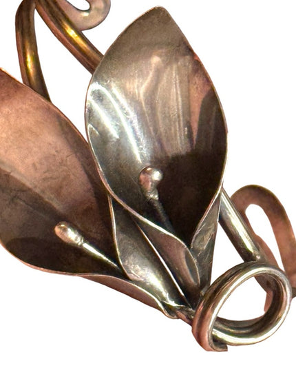 Vintage Niels Erik NE FROM Denmark Cala Lily Sterlingg silver modernist cuff