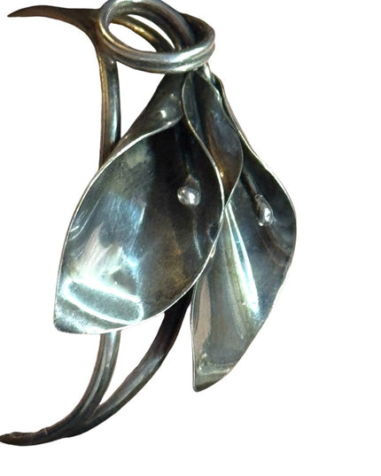 Vintage Niels Erik NE FROM Denmark Cala Lily Sterlingg silver modernist cuff