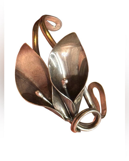 Vintage Niels Erik NE FROM Denmark Cala Lily Sterlingg silver modernist cuff