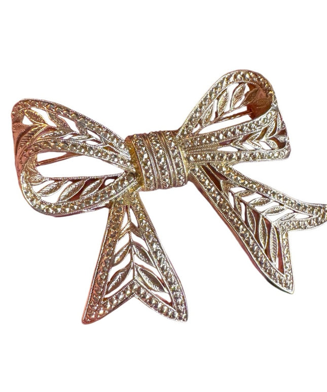 Vintage Gold-Tone textured Bow Brooch