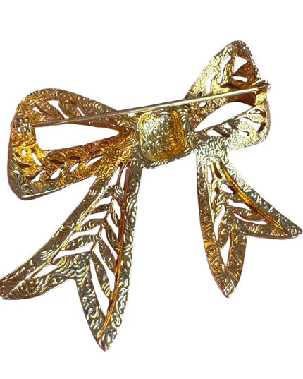 Vintage Gold-Tone textured Bow Brooch