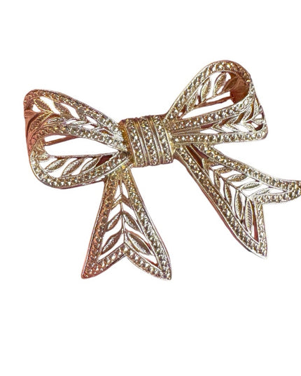Vintage Gold-Tone textured Bow Brooch