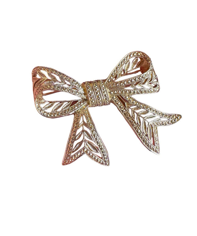Vintage Gold-Tone textured Bow Brooch