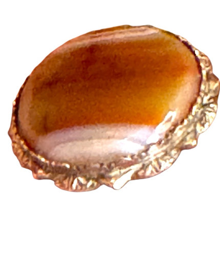 Vintage WB Sterling silver Banded Agate  Amber-Toned Stone brooch Scottish
